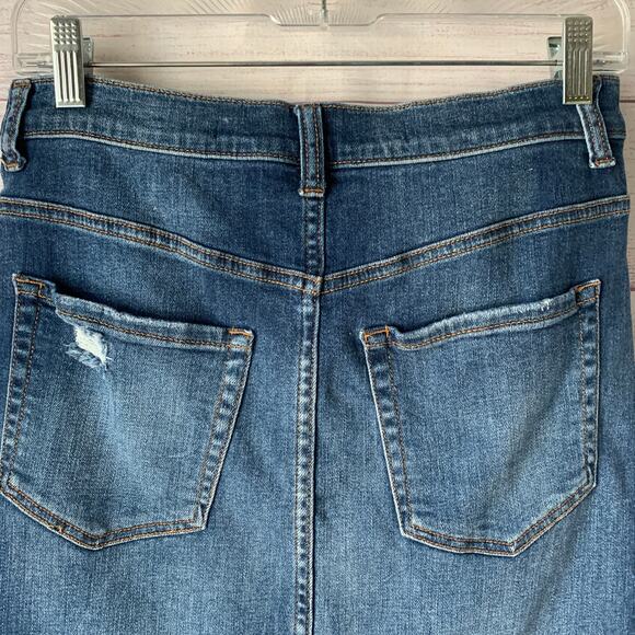 Harper Denim Blue Jean Skirt High Low Distressed Frayed Hem Size Medium - Picture 6 of 13